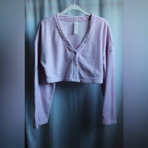 Alo Yoga, Chenille Chalet Cardigan, Sugarplum Pink, Size: Small.